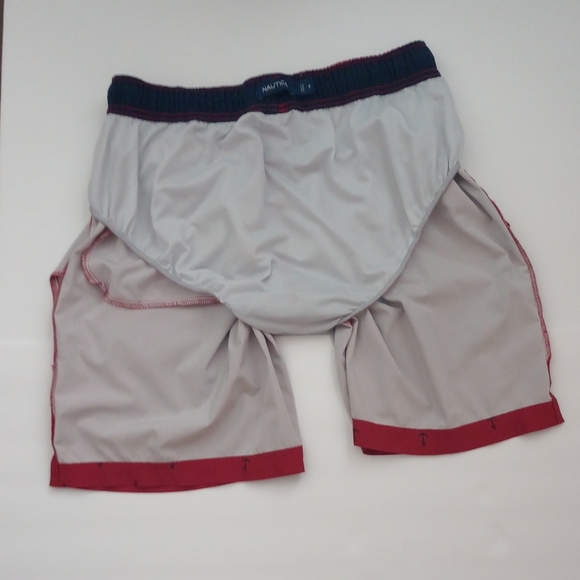Nautica Men's Rust Colored Swim Trunks with Anchor Pattern, Size Medium - Picture 7 of 10